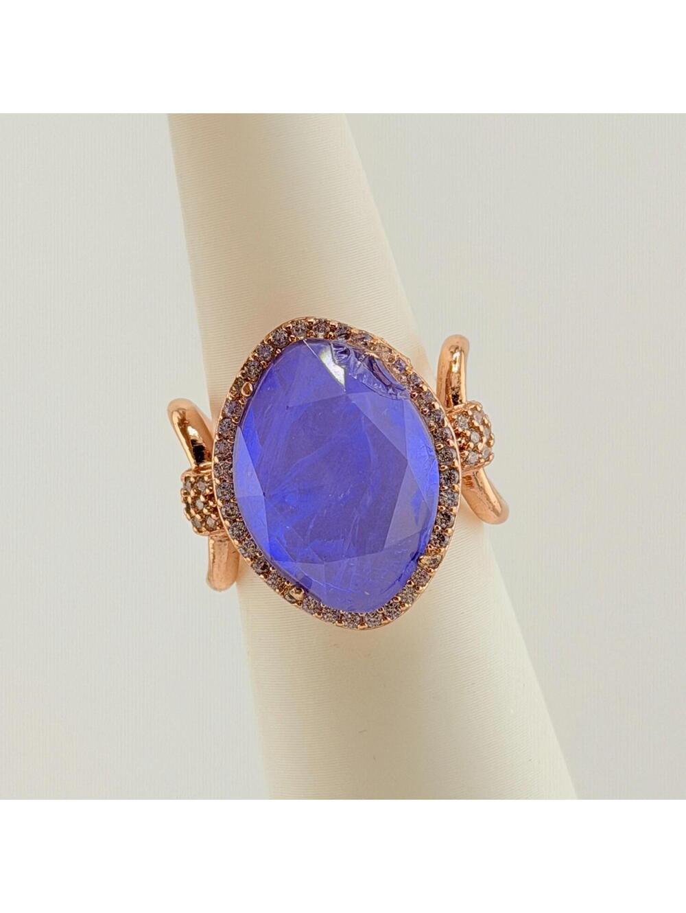 Bomb Party Resort Wear Ring Sz 7 "Waterstar Glam"  Lavender Fluorite Rose Gold